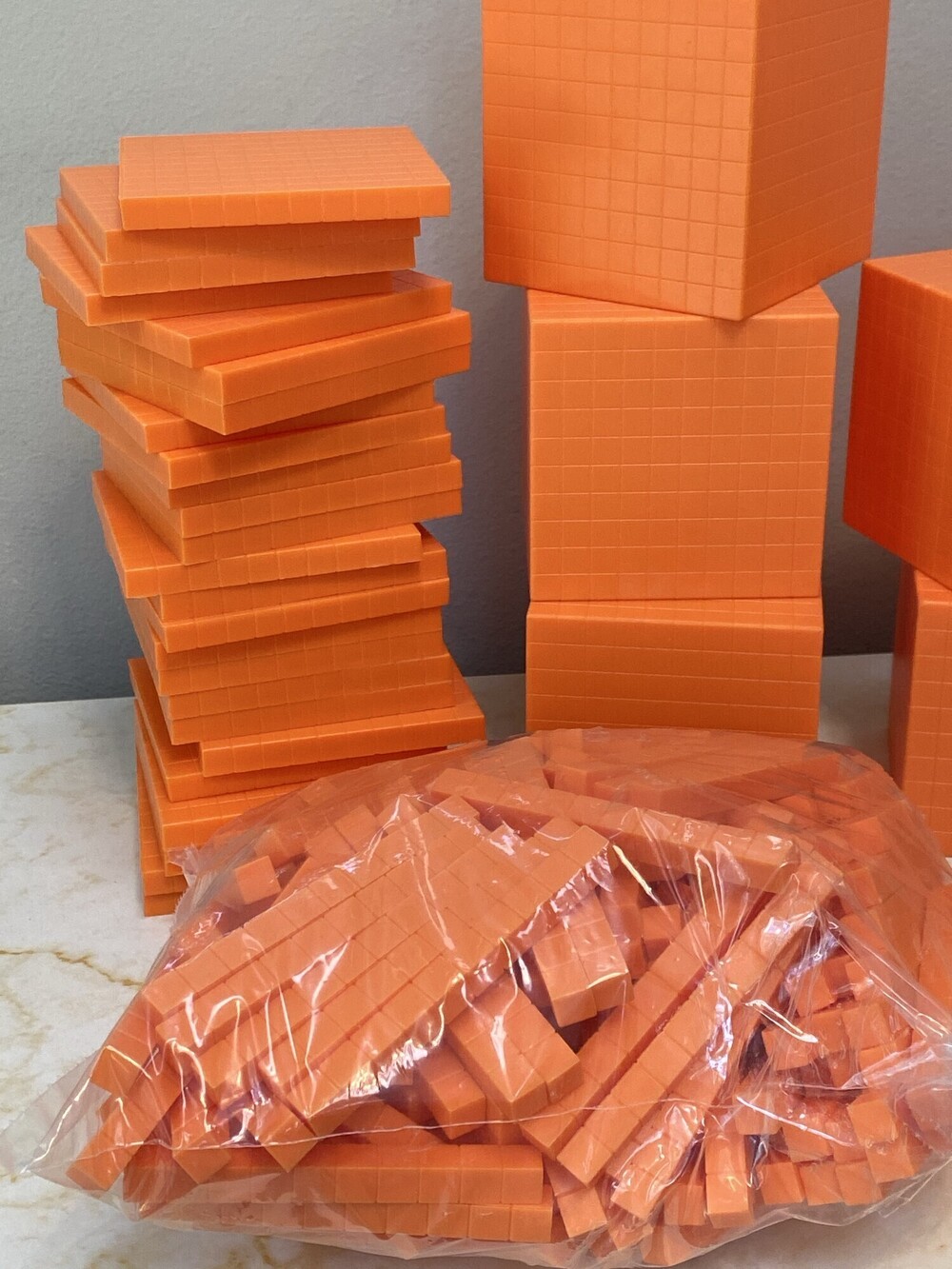 Orange Base Ten Math Learning Blocks Large Classroom Lot - Picture 2 of 4